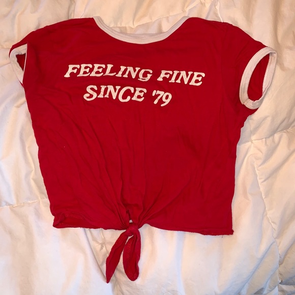 Red Graphic Tee Crop Top - Picture 2 of 2